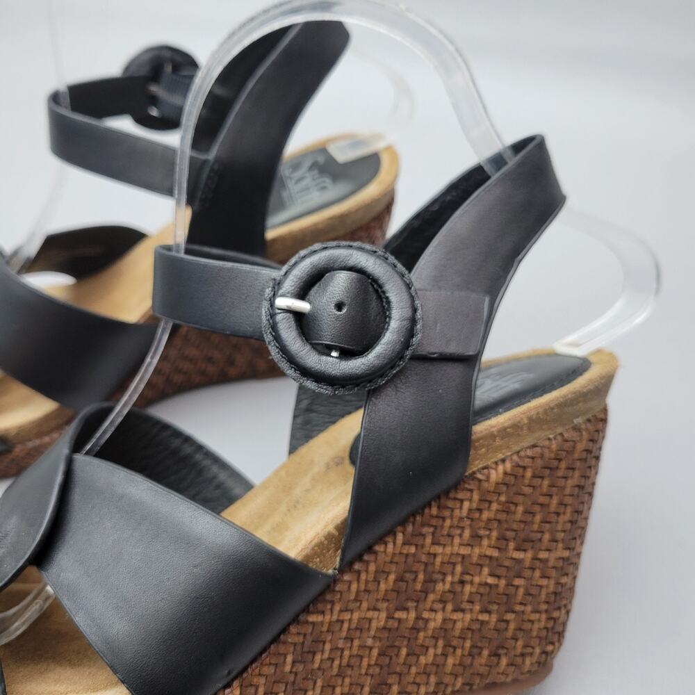 Sofft Casidy Womens Sandal Woven Wedge Wrap Soft Leather Straps Size 9 M Black - Picture 7 of 12